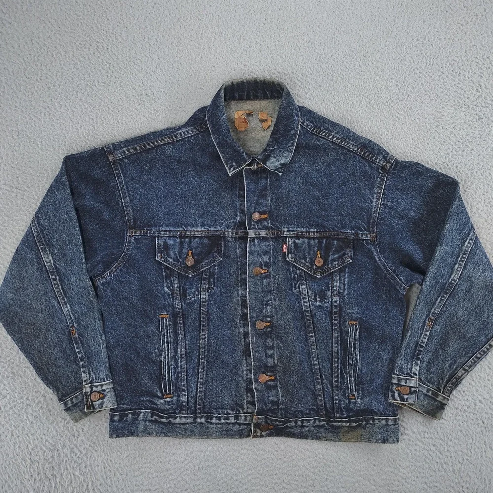 Vintage Levi's Denim Trucker Jacket Mens Large Stonewash Made in USA 90s 71548 - Picture 1 of 16